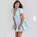 Damen Mini Kleid mit Puffärmeln