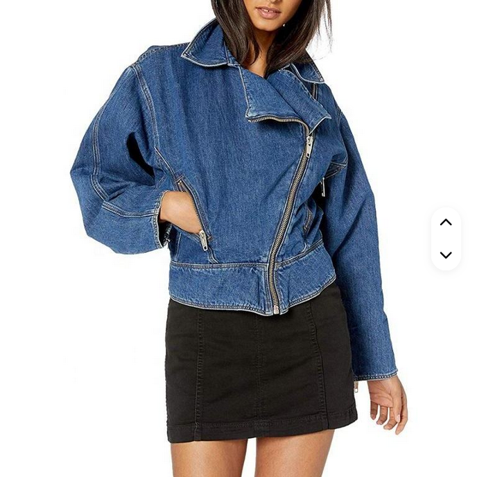 Damen Oversize Jeansjacke mit Reißverschluss