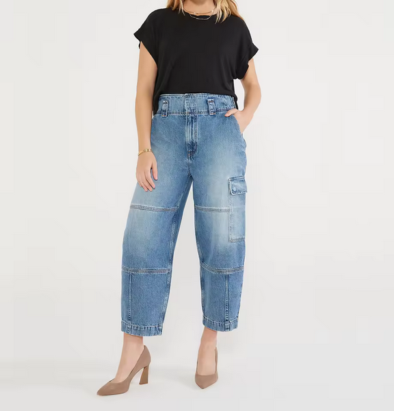 Cargo-Jeans für Damen mit hoher Taille